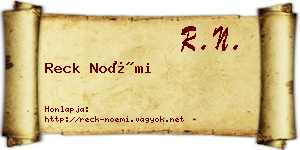 Reck Noémi névjegykártya